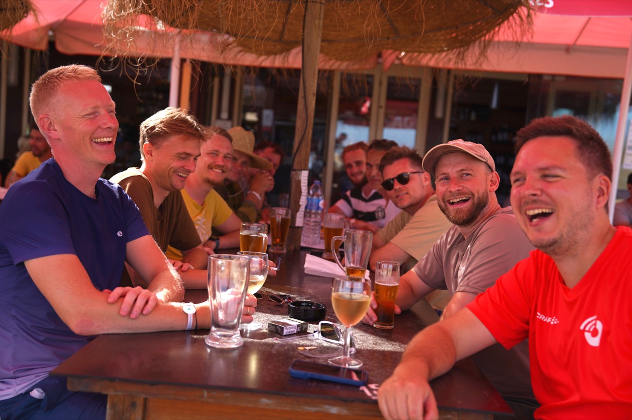 Laughter at the bar