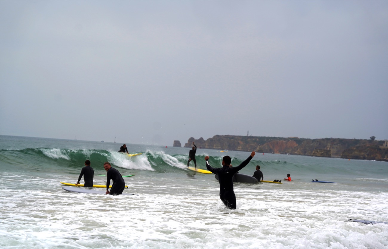 Out in the water with the boards
